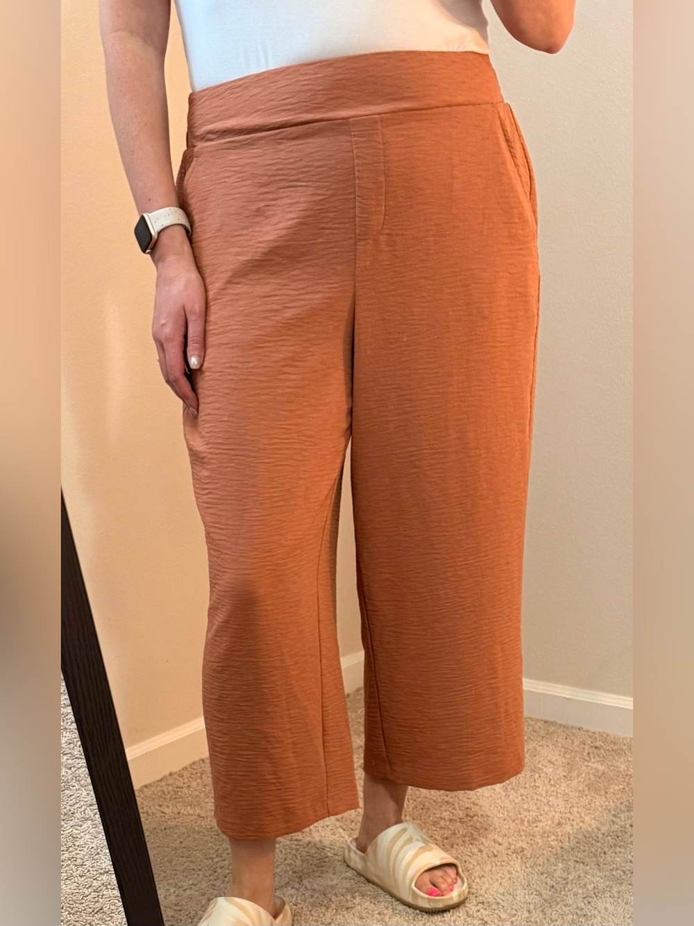 Nine West Cropped Wide-Leg Pants in Rust Orange